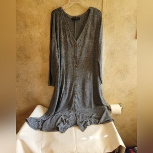 Eloquii Grey Pullover Dress with Faux Buttons